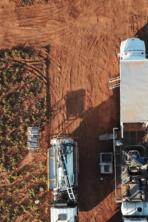 Aerial shot of drilling rigs